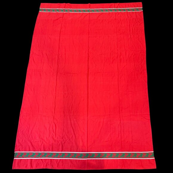 Vintage Christmas Tablecloth Reindeer Red Green Cotton 1987 Tag Textile 62 x 95 - Picture 2 of 11